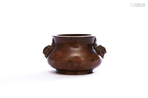 A Bronze Double-Eared Incense Burner