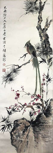 A Chinese Flowers And Birds Painting Scroll, Tang Yun Mark