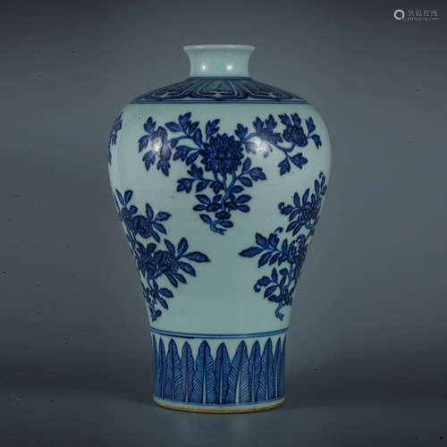 A Blue And White Sanduo Meiping Vase