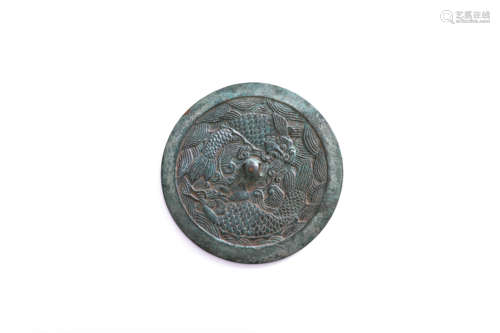 An Archaistic Bronze Twin Fish Circular Mirror