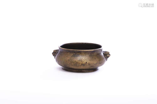 A Bronze Double-Eared Incense Burner