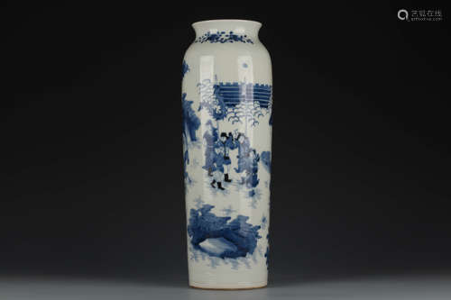 A Blue And White Figural Elephant-Leg-Form Vase