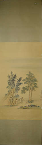 A Chinese Scenery Painting Paper Scroll, Wang Shuhui Mark