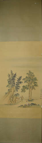 A Chinese Scenery Painting Paper Scroll, Wang Shuhui Mark
