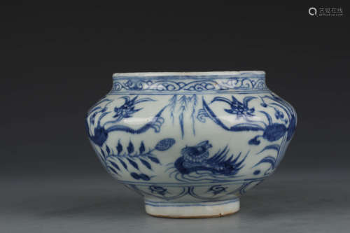 A Blue And White Chinese Ducks Jar