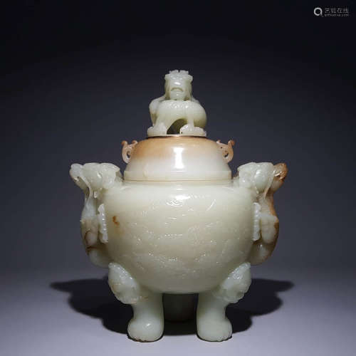 A Hetian Jade Beast-Leg Tripod Censer