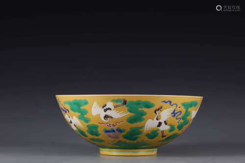 A Sancai-Glazed Cranes And Clouds Bowl