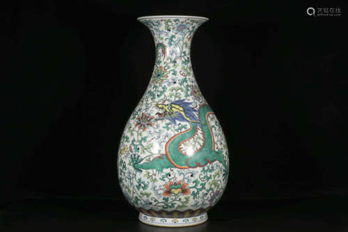 A Doucai Interlocking Lotus Dragon And Phoenix Pear-Shaped V...