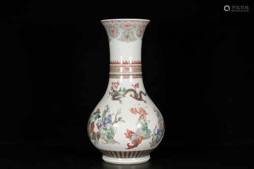 A Wucai Immortals Birthday Flaring Vase