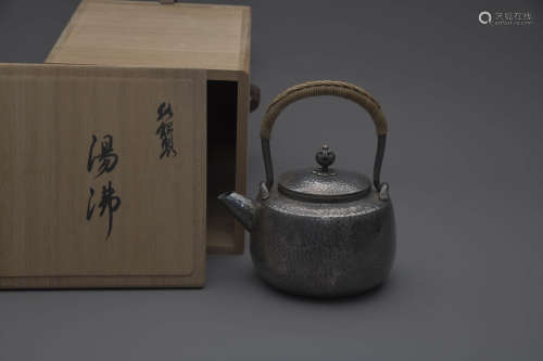 A Japanese Silver Loop-Handle Teapot