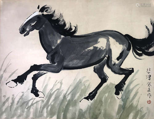 A Chinese Running Horse Painting, Xu Beihong Mark