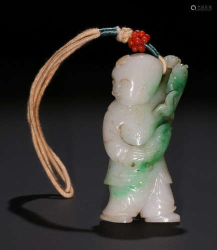 JADEITE CARVED CHILD SHAPE PENDANT