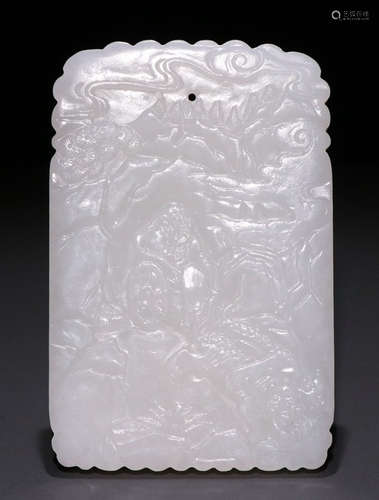 HETIAN JADE CARVED STORY PATTERN TABLET