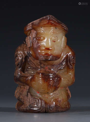 ANTIQUE JADE CARVED FIGURE STATUE