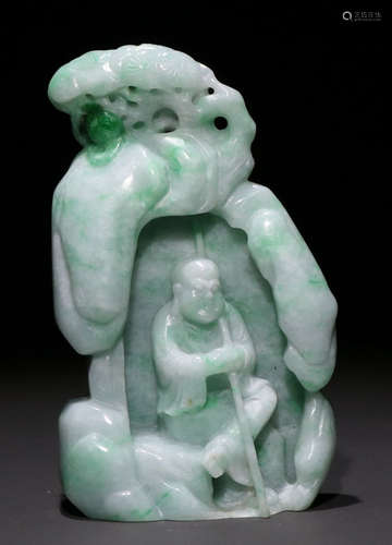 JADEITE CARVED ARHAT PENDANT