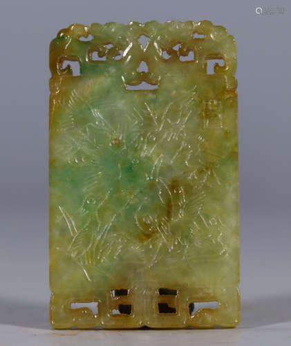 JADEITE CARVED POETRY PATTERN TABLET