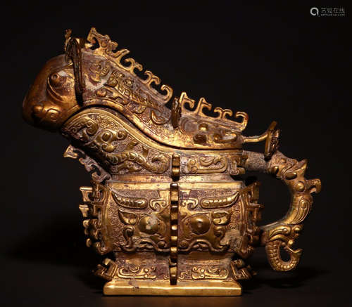 GILT BRONZE CAST CONTAINER