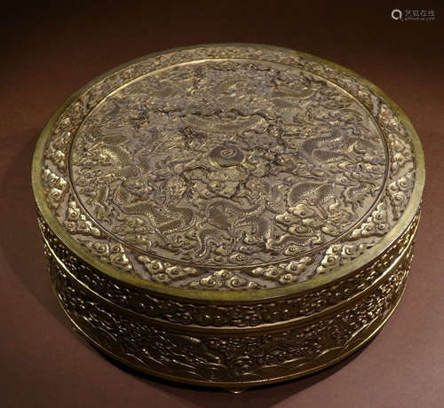 GILT BRONZE CAST DRAGON PATTERN BOX