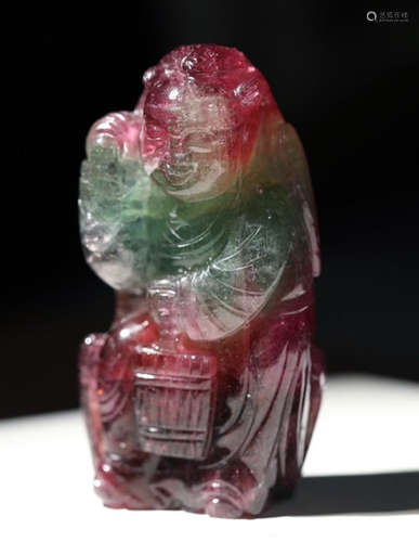 TOURMALINE CARVED FIGURE PENDANT