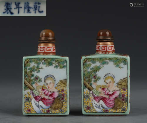 QIANLONG MARK FIGURE STORY PATTERN SNUFF BOTTLE