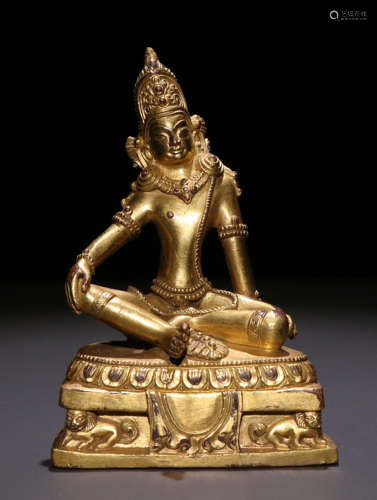 TIBETAN GILT BRONZE CAST TARA STATUE