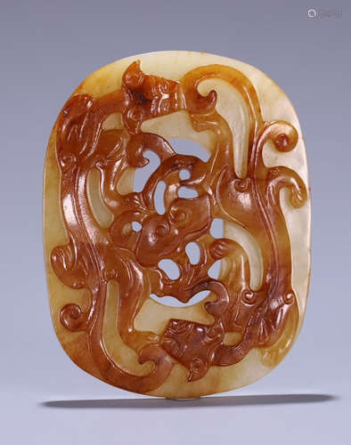 HETIAN JADE CARVED DRAGON PATTERN TABLET