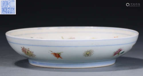 QIANLONG MARK GUAN YAO FAMILLE ROSE GLAZE PLATE