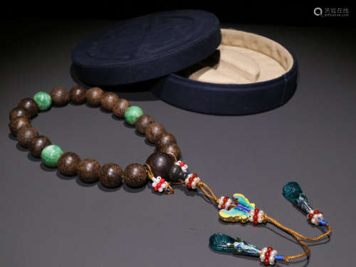 CHENXIANG WOOD BRACELET WITH 18 BEADS