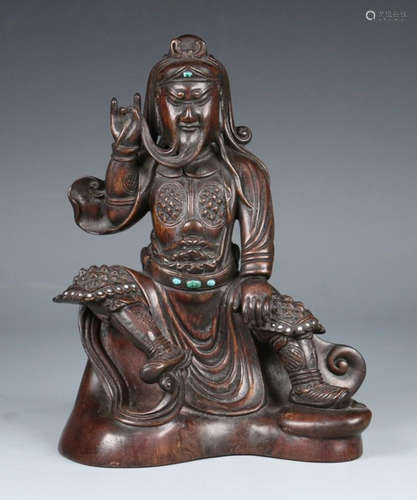 CHENXIANG WOOD CARVED GUANGONG STATUE