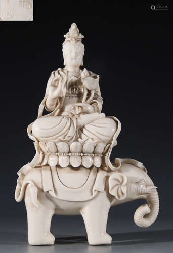 DEHUA KILN PORCELAIN SAMANTABHADRA STATUE