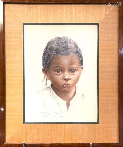 Joseph RAMAMANKAMONGJY (1898-1984) Portrait de fillette, Mad...