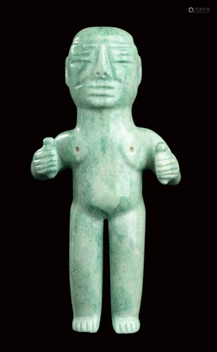 TWO JADE FIGURES Olmec style