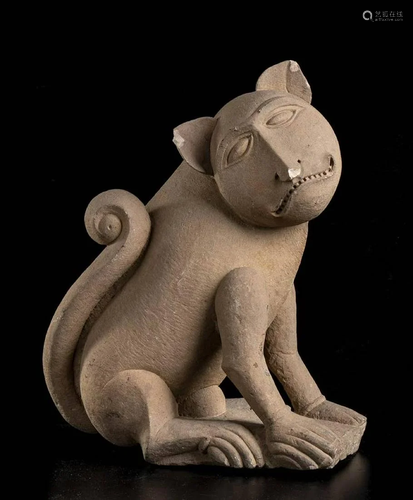 A STUCCO SCULPTURE OF A MONKEY India, 20th century