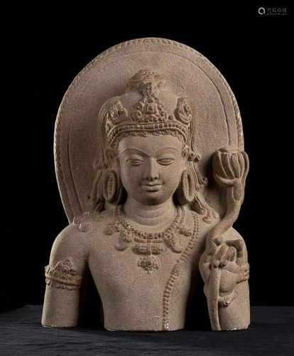 A TERRACOTTA BUST OF PADMAPANI India, 20th century