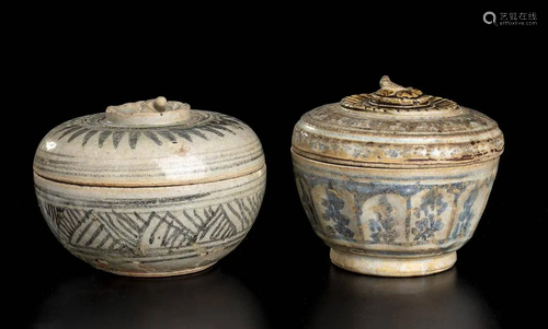 TWO 'SAWANKALOK' PAINTED CERAMIC CONTAINERS A…