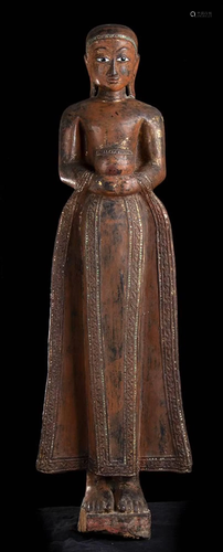 A WOOD FEMALE FIGURE India, 19th century