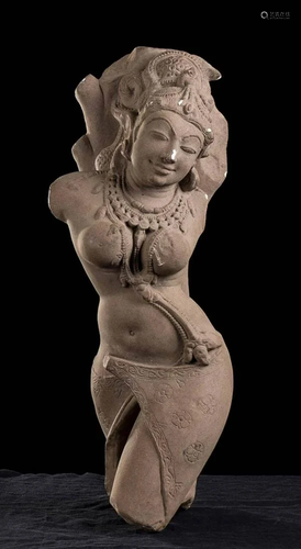 A TERRACOTTA CELESTIAL FEMALE FIGURE, SURASUNDARI