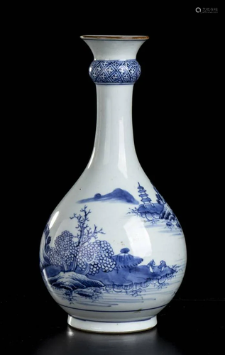 A ' BLUE AND WHITE' PORCELAIN BOTTLE VASE China, Qing