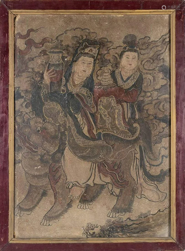 A POLYCHROME STUCCO PANEL China, Ming dynasty style