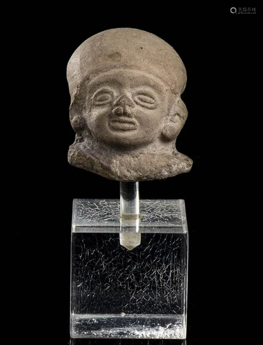 A CLAY MAN HEAD Mexico, Aztec, 16th century