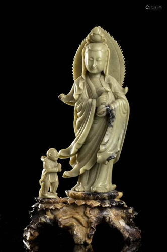 A SOAPSTONE GUANYIN China, 20th century