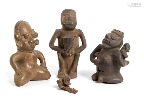 FOUR EARTHENWARE FIGURES Preculumbian style