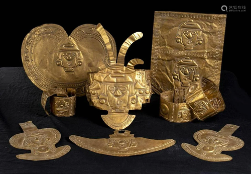 A TUMBAGA ALLOY SET OF BODY ORNAMENTS Calima culture