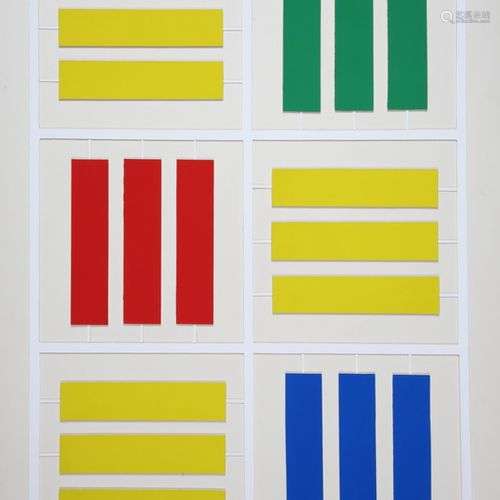 Albert CHUBAC (1925-2008) Composition 4 couleurs Collages su...