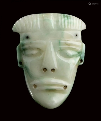 A JADE MASK AND A STONE FIGURE Olmec style