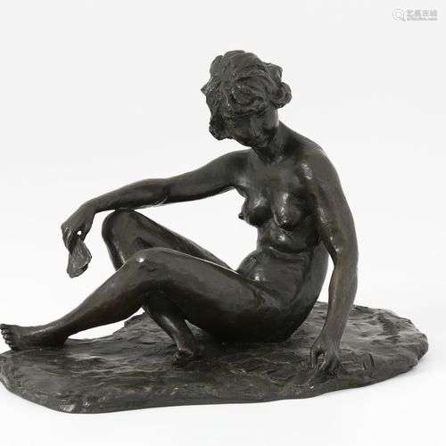 Francesco LAMONACA (1882-1937) Nu assis à l'éventail Bronze ...