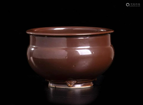 A BROWN GLAZED dehua PORCELAIN INCENSE BURNER China,