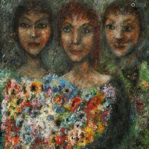 Edouard GOERG (1893-1969) Trois visages et un bouquet Huile ...
