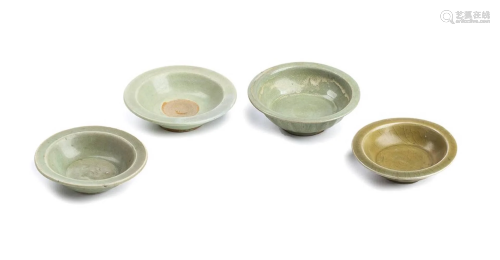 FOUR CELADON-GLAZED SMALL DISHES China, Song/ Yuan