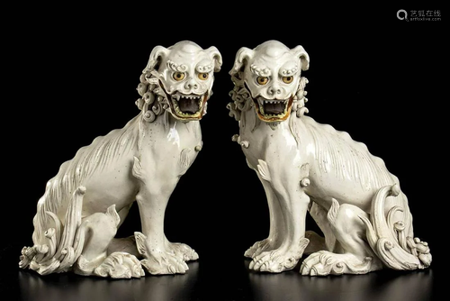 A PAIR OF GLAZED CERAMIC BUDDHIST LIONS Japan, 19th